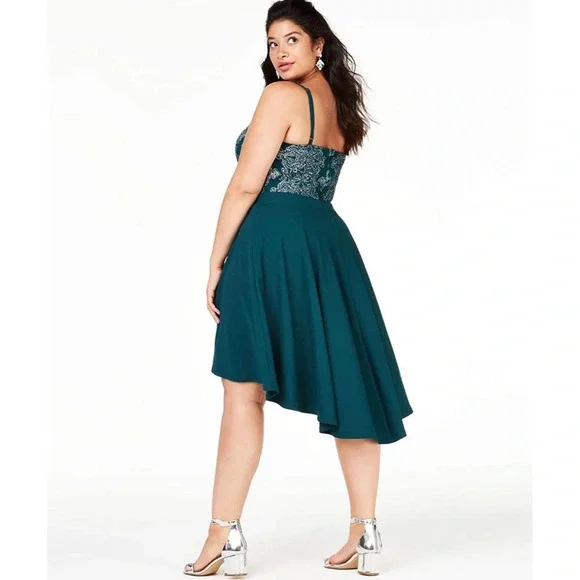 Speechless Emerald Fit + Flare Cocktail Dress - Picture 2 of 5